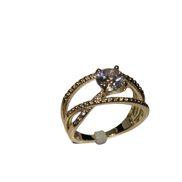 NWT Charter Club Gold-Tone Cubic Zirconia Overlap Open Ring size 10 - Picture 2 of 6